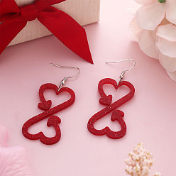 Сердце Акриловые серьги с подвесками ко Дню святого Валентина, платина, сердце, 65x26 мм