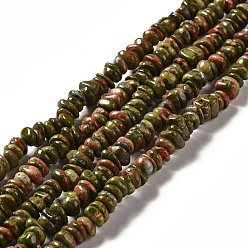 Unakite Natural Unakite Beads Strands, Chip, 2~5x8~12mm, Hole: 1~1.2mm, about 103~107pcs/strand, 15.35~15.55''(39~39.5cm)