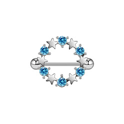 Сапфир 304 и 316 хирургические кольца для сосков из нержавеющей стали, со стразами, сапфир, 19 мм