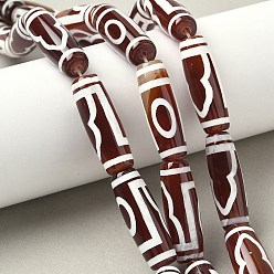 1-Глаз Нити бусин дзи в форме риса в тибетском стиле, природных бисера агат, окрашенная и подогревом, седло коричневый, 1 -eye, 29~30x9.5~10.5 мм, отверстие : 2~3 мм, около 10 шт / нитка, 11.38~11.61'' (28.9~29.5 см)