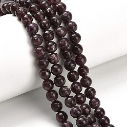 Лепидолит Натуральный лепидолит / пурпурный слюдяный камень бисер пряди, круглые, класс А, 6 мм, отверстие : 0.9 мм, около 67 шт / нитка, 15.94'' (40.5 см)