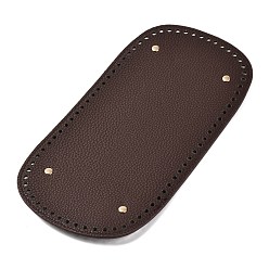 Кокосово-Коричневый Дно из искусственной кожи, овал с пластинами из сплава, зерно личи, аксессуары для замены сумок, кокосового коричневый, 30x15.3x0.4~1.1 см, отверстие : 5 мм