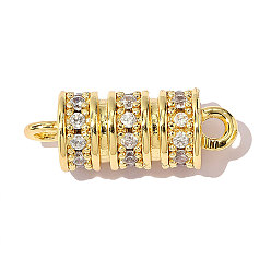 Настоящее золото 18K Латунные прозрачные подвески из кубического циркония, ссылки на столбцы, ионное покрытие (ip), зеркальная полировка, реальный 18 k позолоченный, 13x5 мм, отверстие : 1.8 мм