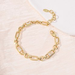 Белый Браслет-цепочка из латуни в виде кольца и скрепки с микропаве из кубического циркония для женщин., реальный 18 k позолоченный, без кадмия и без свинца, стойки покрытие, долговечный, белые, 6.89 дюйм (17.5 см)