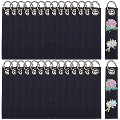 Black 30Pcs Non-Woven Fabric Keychains, Rectangle, with Alloy Split Key Ring, Platinum, Black, 152mm