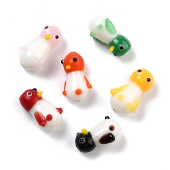 Mixed Color Handmade Lampwork Beads, Cartoon Style, Penguin, Mixed Color, 19~21x13~14x11~12mm, Hole: 1.3~1.8mm