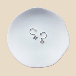 Бабочка 316l хирургические кольца для сосков из нержавеющей стали с прозрачным кубическим цирконием, цвет нержавеющей стали, бабочка, 1.6 мм