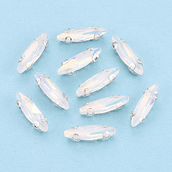 Кристалл Пришить бусины монте из стразов, с настройками латуни, аксессуары для одежды, лошадиный глаз , кристалл, 11x3.1x3.3 мм, отверстие : 0.8 мм, около 2000 шт / упаковка