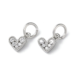 Платина Стойка металлическая латунная микропрофилированная кубическая циркония подвески, без кадмия и без свинца, долговечный, сердце, платина, 6x7x1.5 мм, отверстие : 3.2 мм
