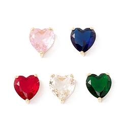 (52) Непрозрачная лаванда Реечное покрытие латунь инкрустация кубическим цирконием многожильные звенья, долговечный, без кадмия и без свинца, сердце, реальный 18 k позолоченный, разноцветные, 13x12x8 мм, отверстие : 5x2 мм