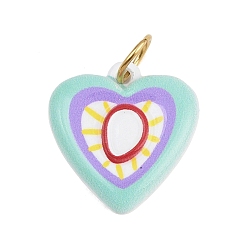 Голубой 304 подвеска из нержавеющей стали, окрашенная распылением, сердце с солнечным очарованием, золотые, голубой, 16.5x16x3.5 мм, отверстие : 4.5 мм