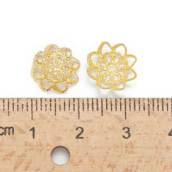 Golden Iron Fancy Bead Caps, Flower, Golden, 10x4mm, Hole: 1mm