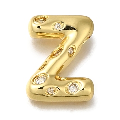 Letter Z Латунь с кубическим цирконием подвеской, без кадмия, без никеля и без свинца, Письмо Z, Письмо Z, 21x16x6 мм, отверстие : 4x4.5 мм