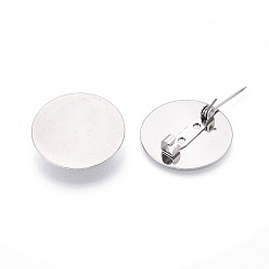 Нержавеющая Сталь Цвет 304 брошь из нержавеющей стали, кабошон., плоско-круглые, цвет нержавеющей стали, 25 мм