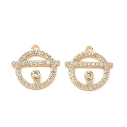 Настоящее золото 18K Латунные микропаве прозрачные кубические циркониевые подвески, колокол, без никеля , реальный 18 k позолоченный, 15x15x2 мм, отверстие : 1 мм