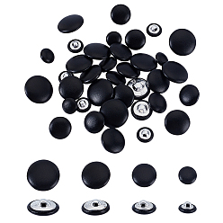 Черный 40 шт. 4 стили 1 пуговицы из искусственной кожи с отверстием, с алюминиевыми выводами, Гриб кнопки, чёрные, 11~20x7~9 мм, отверстие : 1.6~2 мм, 10 шт / стиль