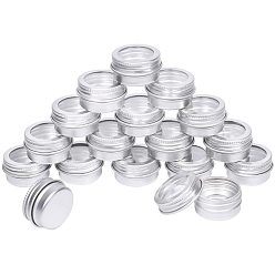 Platinum Round Aluminium Tin Cans, Aluminium Jar, Storage Containers for Cosmetic, Candles, Candies, with Screw Top Lid, Platinum, 29x15mm, Capacity: 5ml, 32pcs