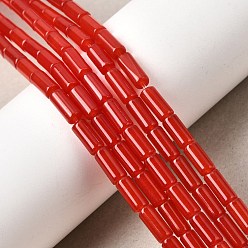 Красный Бусины из натурального белого нефрита, колонка, окрашенные, красные, 8~8.5x4 мм, отверстие : 0.8 мм, около 46~47 шт / нитка, 15.35''~15.55'' (39~39.5 см)