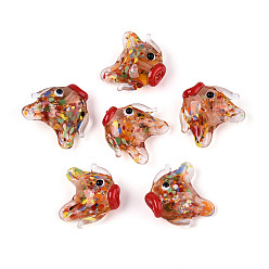 Темный Лосось Бусины лэмпворк , рыба, темный лосось, 14.5~19x17~21.5x9~10 мм, отверстие : 1.2~1.4 мм, около 29~30 шт / нитка, 17.32~18.50'' (44~47 см)