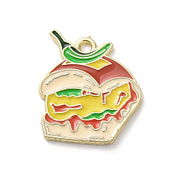 Hamberger Подвески из эмали и сплава, золотой свет, гамбургер, 22x19.5x1.5 мм, отверстие : 1.8 мм