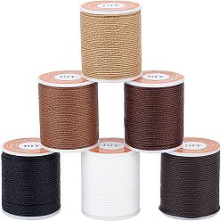 (52) Непрозрачная лаванда 6рулон 6 цветной вощеный полиэстеровый шнур, витой шнур, разноцветные, 1 мм, около 12.02 ярдов (11 м) / рулон, 6 цвет, 1 рулон / цвет, 6roll