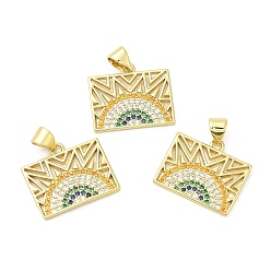 Настоящее золото 18K Кулон из циркония, с целью перехода в кольце, долговечный, без свинца и без кадмия, прямоугольные, реальный 18 k позолоченный, 15.5x18x1.5 мм, отверстие : 4.5x3.5 мм