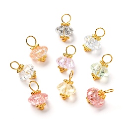 (52) Непрозрачная лаванда Хрустальные подвески из стекла, с латунной фурнитурой , золотые, рондель, разноцветные, 12x8 мм, отверстие : 3.5 мм