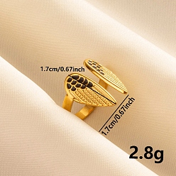 Золотой Открытое кольцо-манжета из нержавеющей стали с эмалью для женщин, золотые, 17 мм, внутренний диаметр: 17 мм