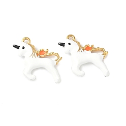 Золотой 304 нержавеющей стальной эмали подвески, единорог, ионное покрытие (ip), золотые, 21.5x26.5x4.5 мм, отверстие : 1.8 мм