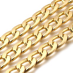 Золотой Алюминий обуздать цепи, с катушкой, несварные, золотые, 16.5x11.5x3 мм, около 32.81 футов (10 м) / рулон