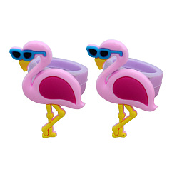 Бледно-Розовый Кольца из ПВХ, фламинго, розовый жемчуг, внутренний диаметр: 21 мм