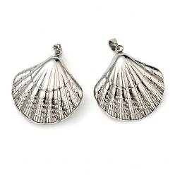 Нержавеющая Сталь Цвет Не тускнеющие 304 подвески из нержавеющей стали, шарм из ракушек, цвет нержавеющей стали, 36x32x12 мм, отверстие : 5x8 мм