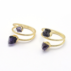 Amethyst Natürlichen Amethyst Fingerringe, mit Messing-Zubehör, golden, us Größe 8 1/2 (18.5 mm)
