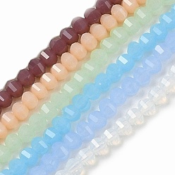 (52) Непрозрачная лаванда Стеклянные бусины, имитация нефрита , рондель, граненые, разноцветные, 5x6x5 мм, отверстие : 1.2 мм, около 98 шт / нитка, 17.32'' (44 см)