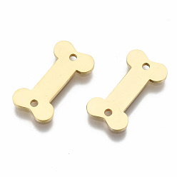 Золотой 201 соединительные звенья нержавеющие, лазерная резка, кость, золотые, 9.5x18.5x1.5 мм, отверстие : 1.2 мм