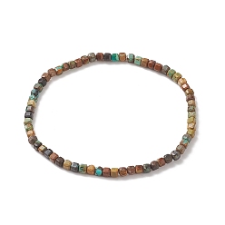 Натуральная Бирюза Натуральный бирюзовый кубический браслет из бусин Хубэй для женщин, внутренний диаметр: 2-3/8 дюйм (6 см)