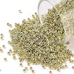 (PF559) PermaFinish Yellow Gold Metallic Toho runde Rocailles, japanische Rocailles, (pf559) permafinish gelbgold metallic, 15/0, 1.5 mm, Bohrung: 0.7 mm, über 3000pcs / Flasche, 10 g / Flasche