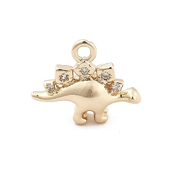 Дракон Латунные микро проложить кубического циркония подвески, животные прелести, реальный 14 k позолоченный, дракон, 10.5x13x4.5 мм, отверстие : 1.2 мм