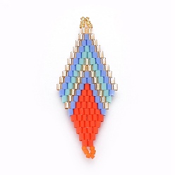 Лосось Японский бисер miyuki & toho ручной работы ссылки, Ткацкий станок, ромб, salmon, 43~45x17.6~18.1x1.7~2 мм, отверстие : 1.2~1.5 мм