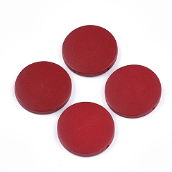 Малиновый Расписные бусы из натурального дерева, плоско-круглые, малиновый, 30x5~5.5 мм, отверстие : 2 мм