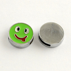 Mixed Color Alloy Enamel Slide Charms, Platinum, Mixed Color, 9~16x9~15x4~5mm, Hole: 8~9x2mm