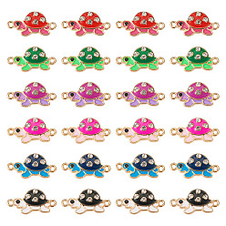 (52) Непрозрачная лаванда 24шт 6 цветной эмалевый сплав подвески разъема, черепаховые звенья с хрустальными стразами, золотой свет, без кадмия, без никеля и без свинца, разноцветные, 23x12x3 мм, отверстие : 1.5 мм, 4 шт / цвет