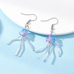 Светло-Синий Серьги-подвески из нержавеющей стали и стекла в виде медузы, платина, голубой, 304 мм