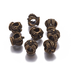 Античная Бронза Сплавочные европейские бусины, 3 г корона, бусины с большим отверстием, античная бронза, 11.5x11x9 мм, отверстие : 4.5 мм