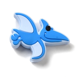 Озёрно--синий Мультяшные динозавры, пищевые экологически чистые силиконовые фокусные бусины, Плут синий, 20.5x28.5x7.5 мм, отверстие : 2.3 мм