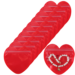 Красный Пакет с застежкой-молнией в форме сердца для украшений, пластиковые пакеты с застежкой-молнией «инь-ян», многоразовые упаковочные пакеты, мешок с самоуплотнением, красные, 10x10x0.15 см