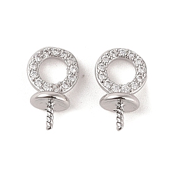 Платина Латунь с дужками из кубического циркония, без кадмия, без никеля и без свинца, Кольца, платина, 12x7x5 мм, отверстие : 3.5 мм, штифты : 0.5 мм