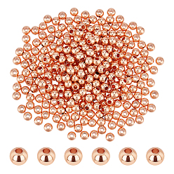 Розовое Золото 300шт. стойка покрытие латунные распорные бусины, долговечный, круглые, розовое золото , 4x3 мм, отверстие : 1.5 мм