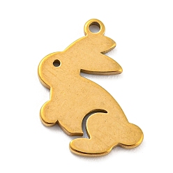 Золотой 304 подвески из нержавеющей стали, лазерная резка, очарование кролика, золотые, 15x10x1 мм, отверстие : 1 мм