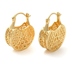 Золотой Полые латунные серьги-кольца для женщин, золотые, 32x9 мм